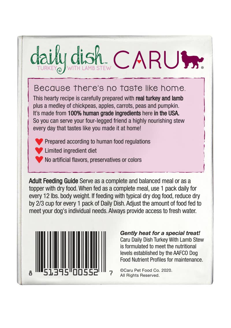 Caru Daily Dish Turkey With Lamb Stew for Dogs