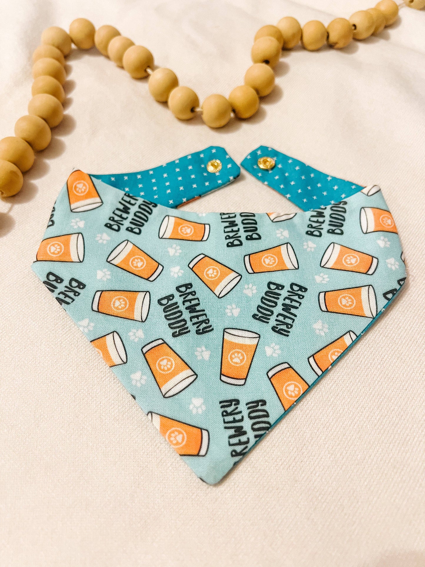 Brewery Buddy Reversible Dog Bandana – Snap-On Curved Neck Pet Scarf L