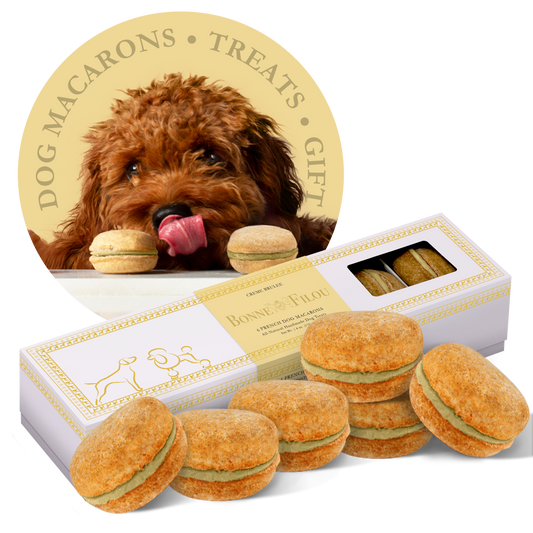 Bonne et Filou Dog Macarons | Crème Brûlée
