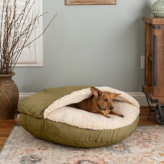 Cozy Cave® Dog Bed: Olive / Small