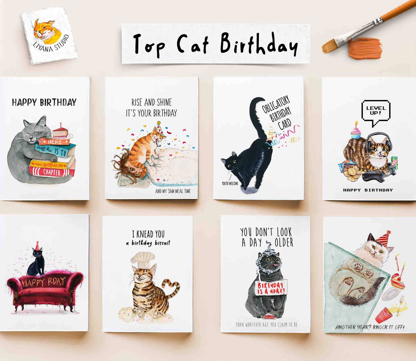 Birthday Blessings from The Pawpe Funny Cat Birthday Card