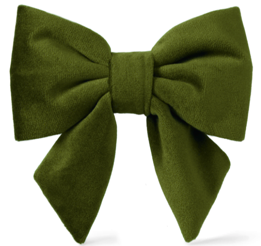 Olive Velvet Lady Dog Bow