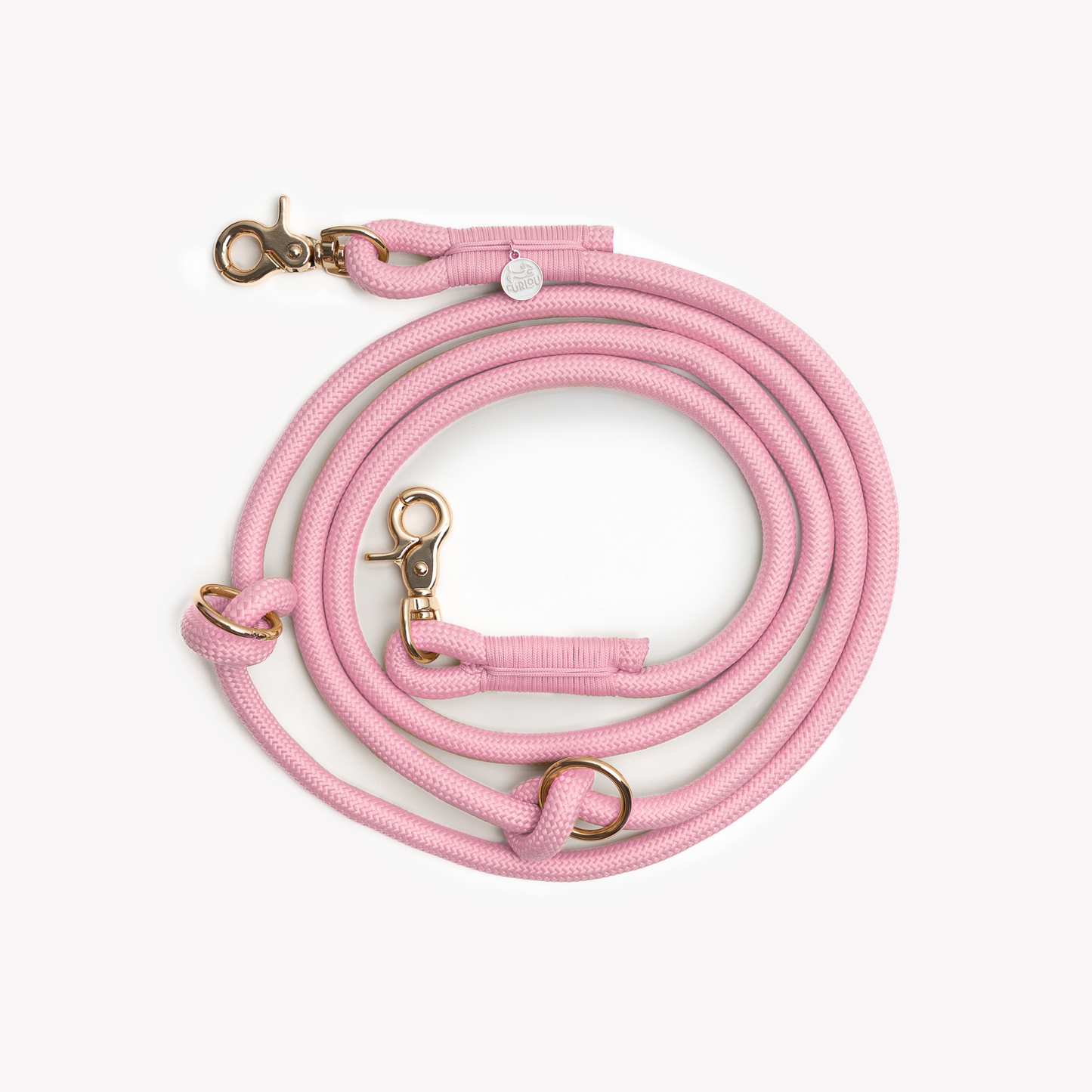 'Pink' - Hands Free Dog Braided Rope Leash