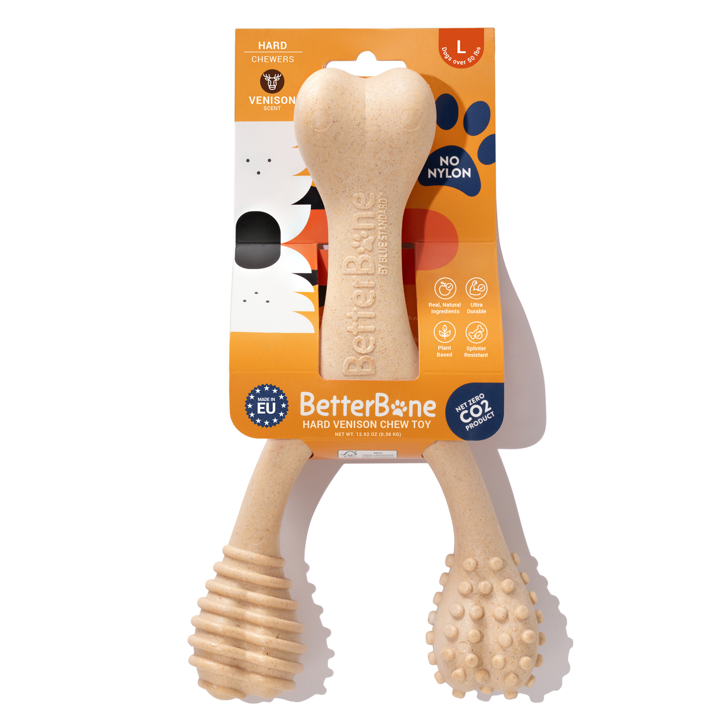 BetterBone Wishbone Plant Based Chew Toy - LARGE SIZE: Moderate / Venison / Large