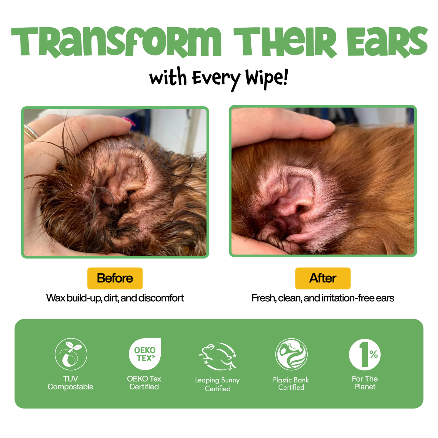 ROOFUS THE DOG Ear Wipes – Gentle, Hypoallergenic Ear Cleaner