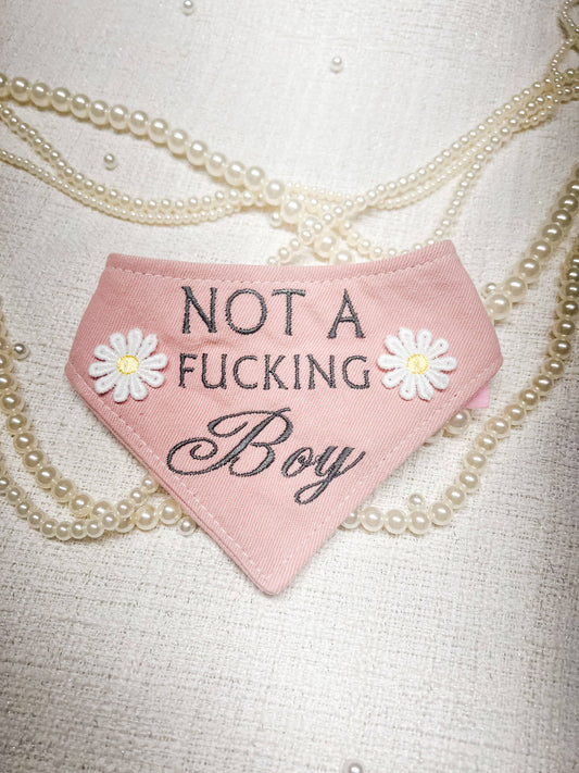 I’m Not A Boy Embroidered Reversible Dog Bandana