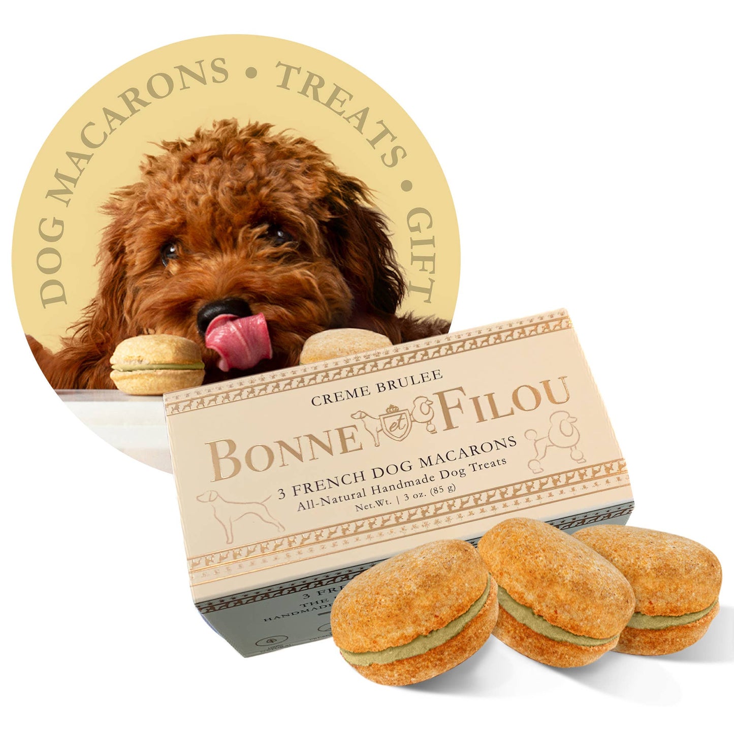 Bonne et Filou Dog Macarons | Vanilla (3 count)
