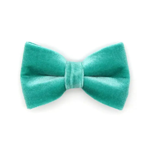 Seafoam Velvet Turquoise Bow Tie for Cats + Small Dogs