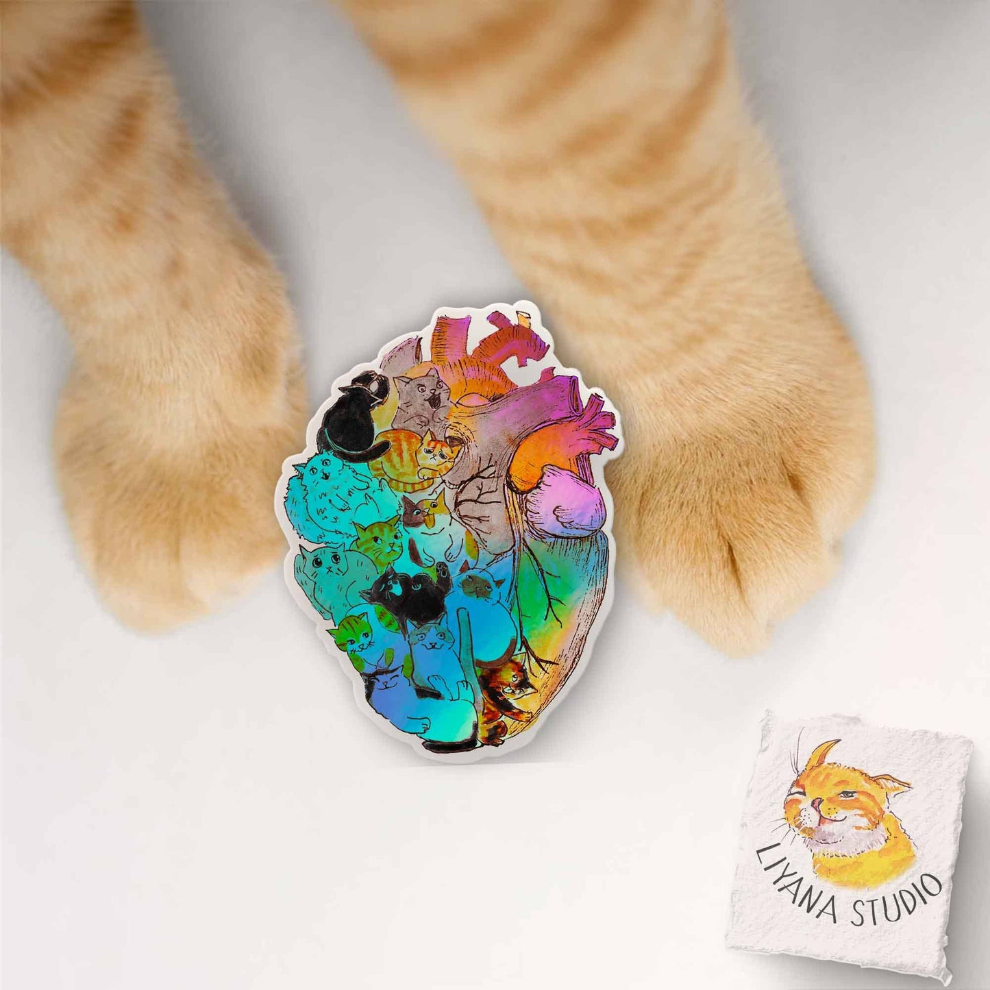 Cats In My Heart Holographic Vinyl Sticker