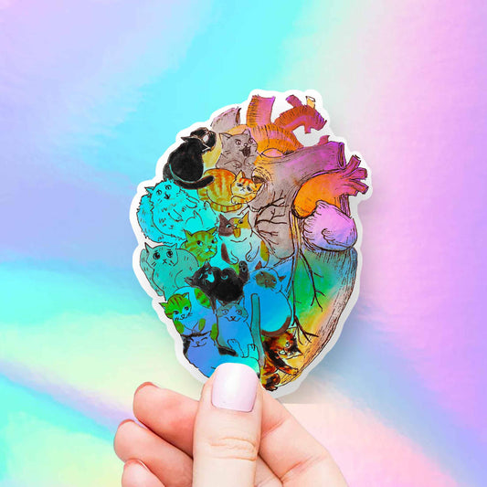 Cats In My Heart Holographic Vinyl Sticker