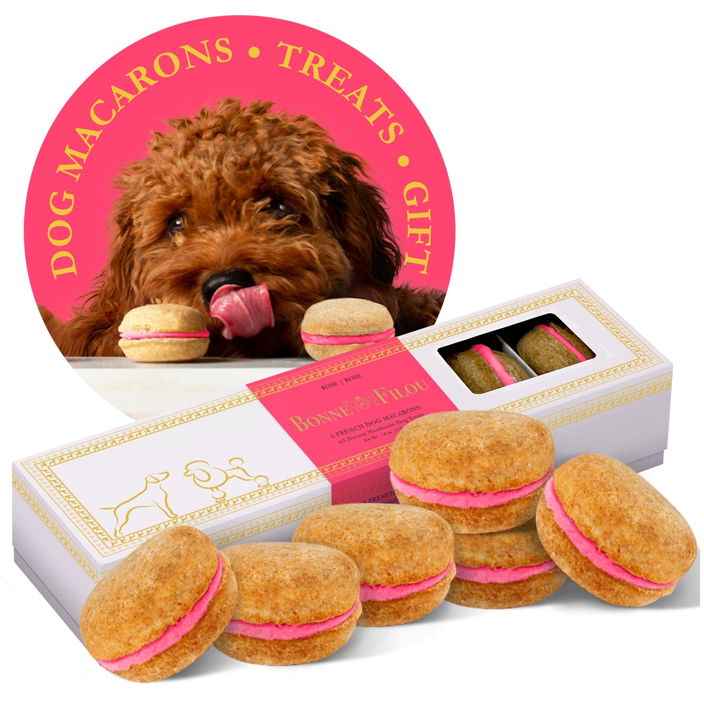 Bonne et Filou Dog Macarons | Crème Brûlée