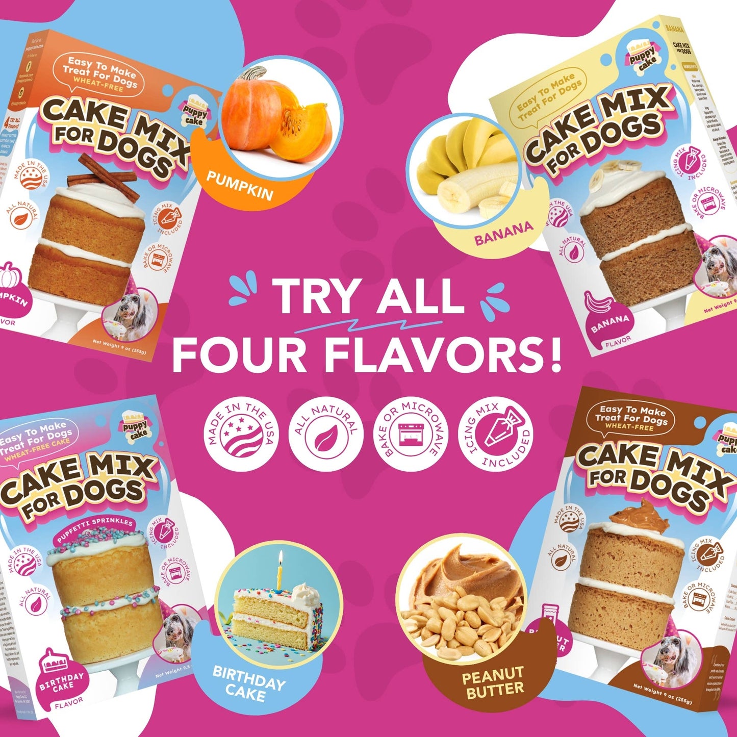 Puppy Cake - Dog Birthday Cake Mixes with Icing: Pumpkin (wheat-free)