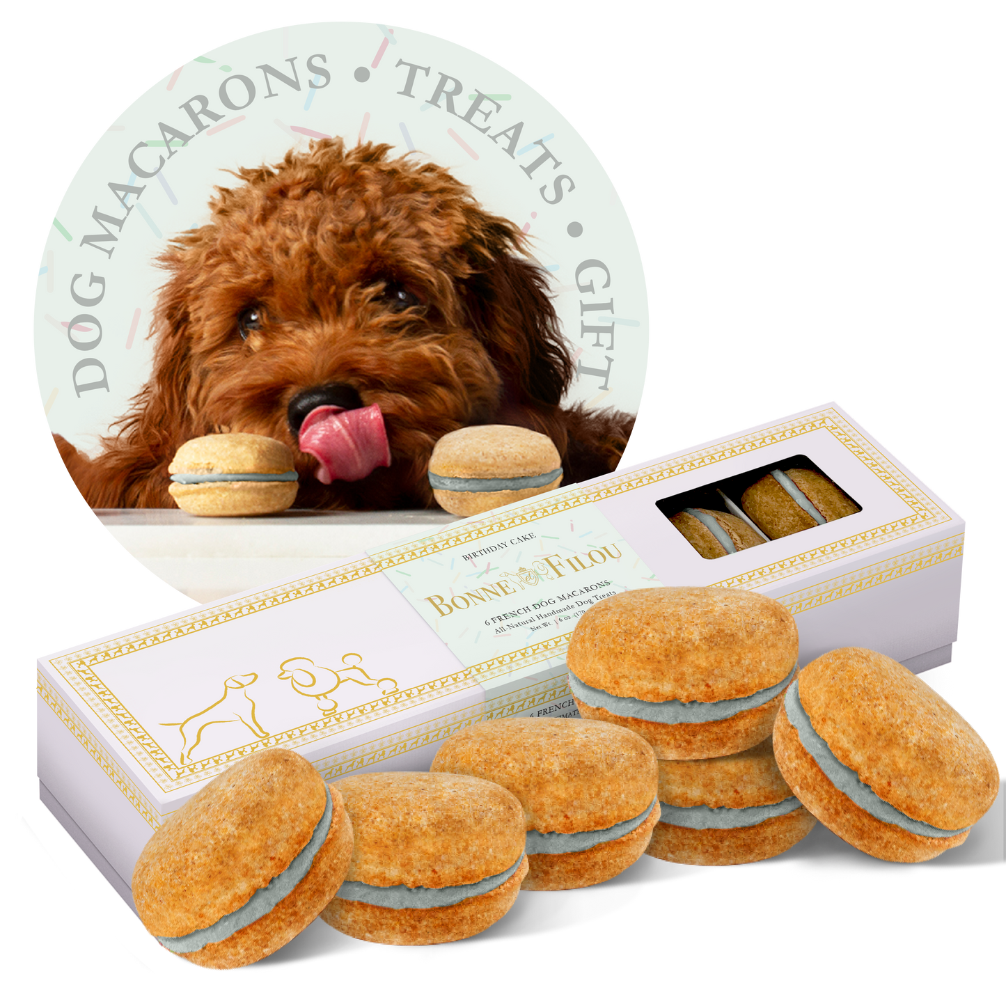 Bonne et Filou Dog Macarons | Crème Brûlée