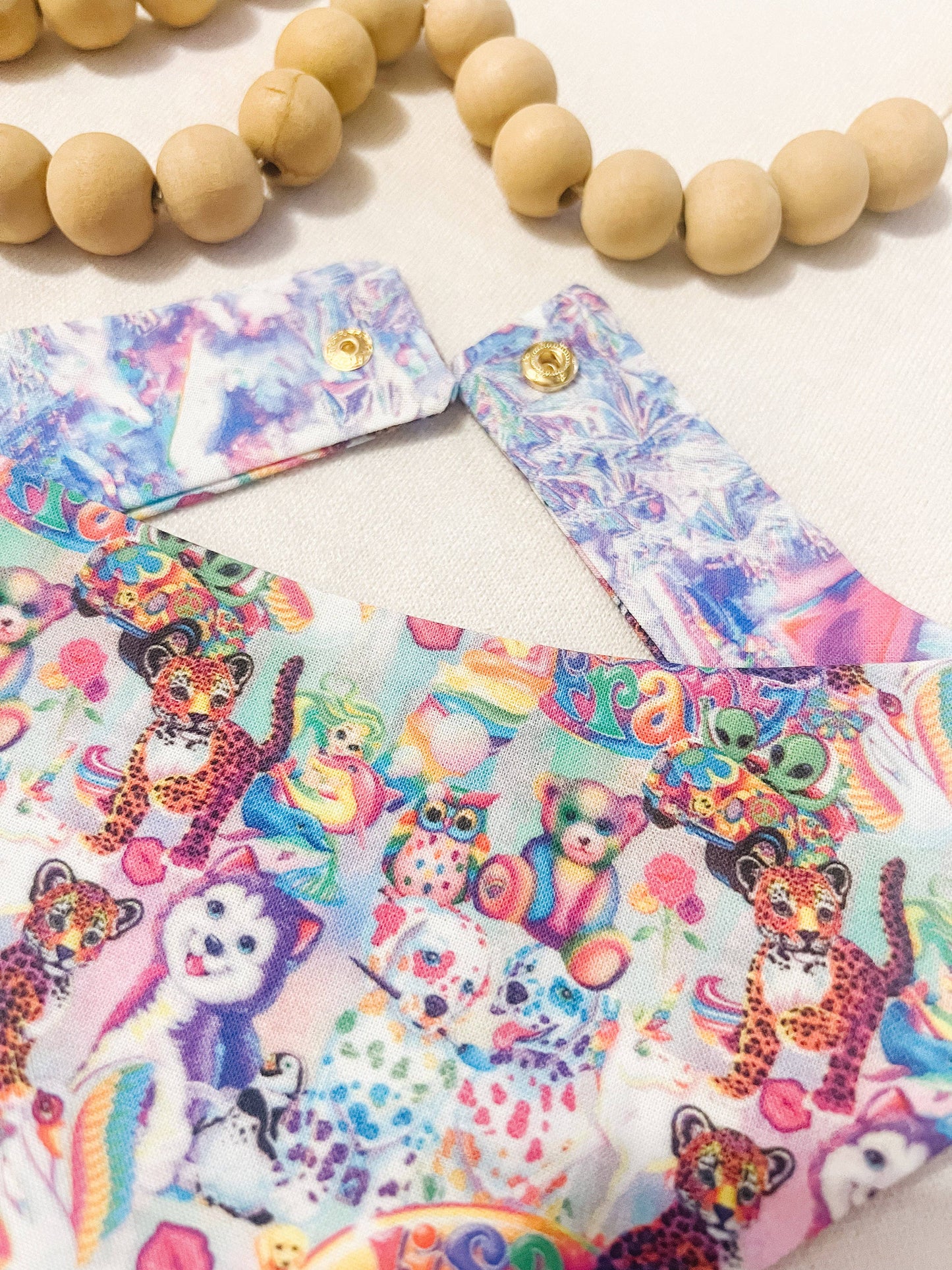 Retro 90s Cotton Curved Neck Dog Bandana – Snap-On Style XL