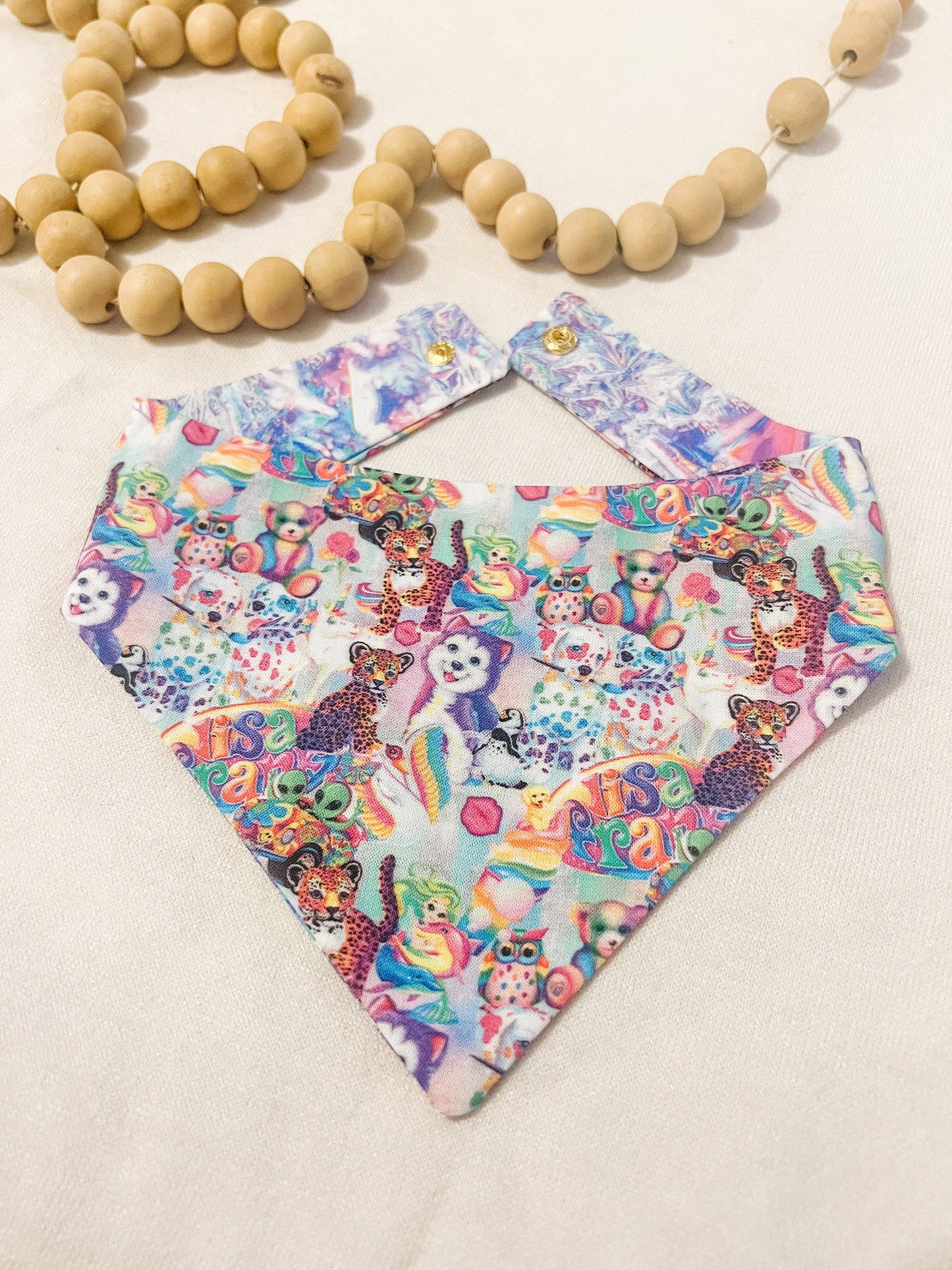 Retro 90s Cotton Curved Neck Dog Bandana – Snap-On Style XL