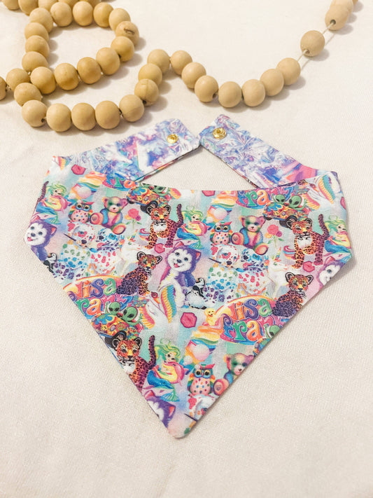 Retro 90s Cotton Curved Neck Dog Bandana – Snap-On Style XL