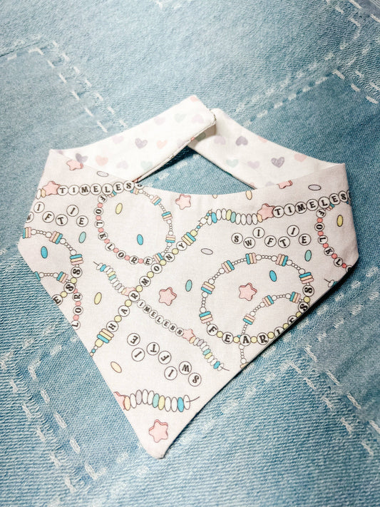 Friendship Bracelet Reversible Dog Bandana – Snap-On Curved Neck Pet Accessory L
