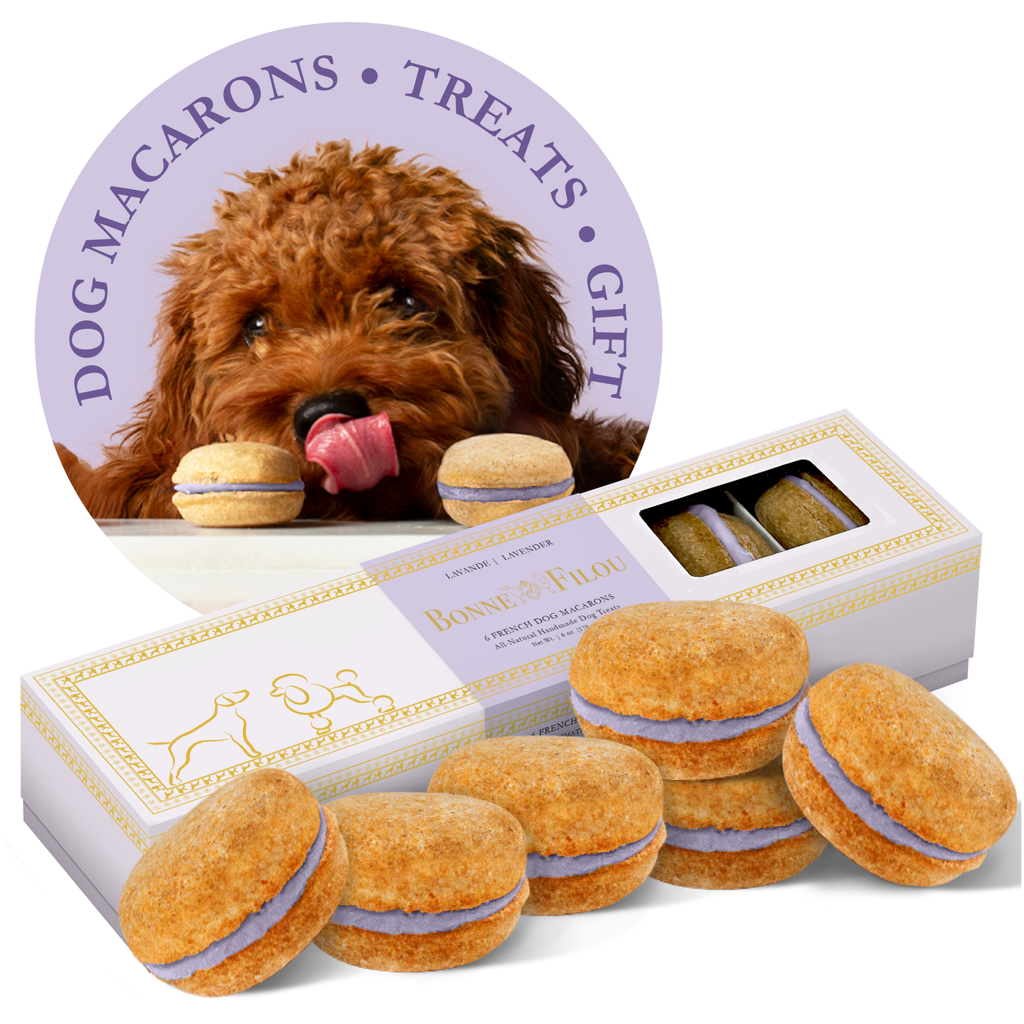 Bonne et Filou Dog Macarons | Crème Brûlée