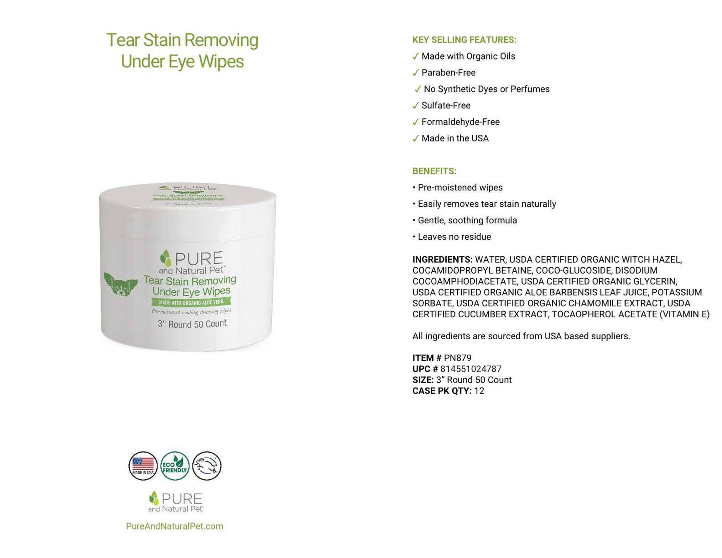 Tear Stain Removing Under Eye Wipes for Dogs
