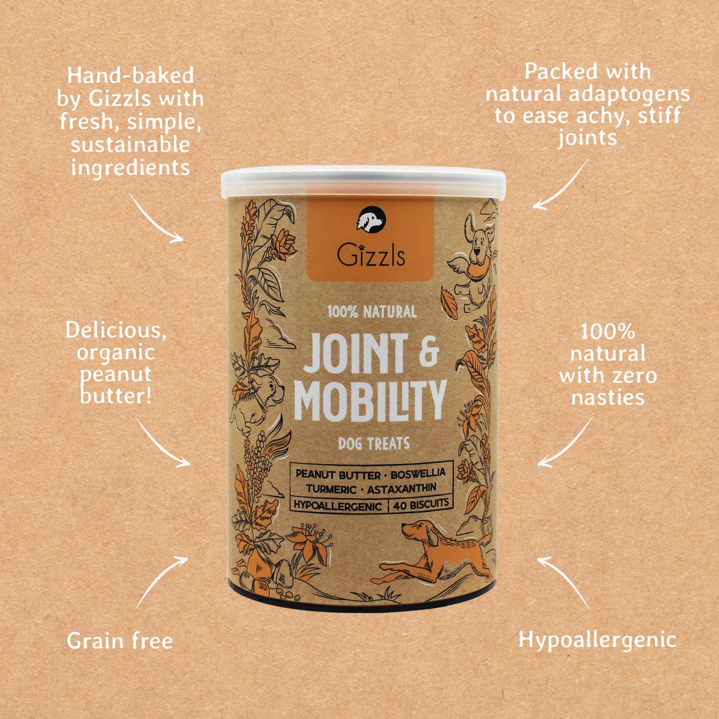 Gizzls 100% Natural Dog Treats for Joint & Mobility