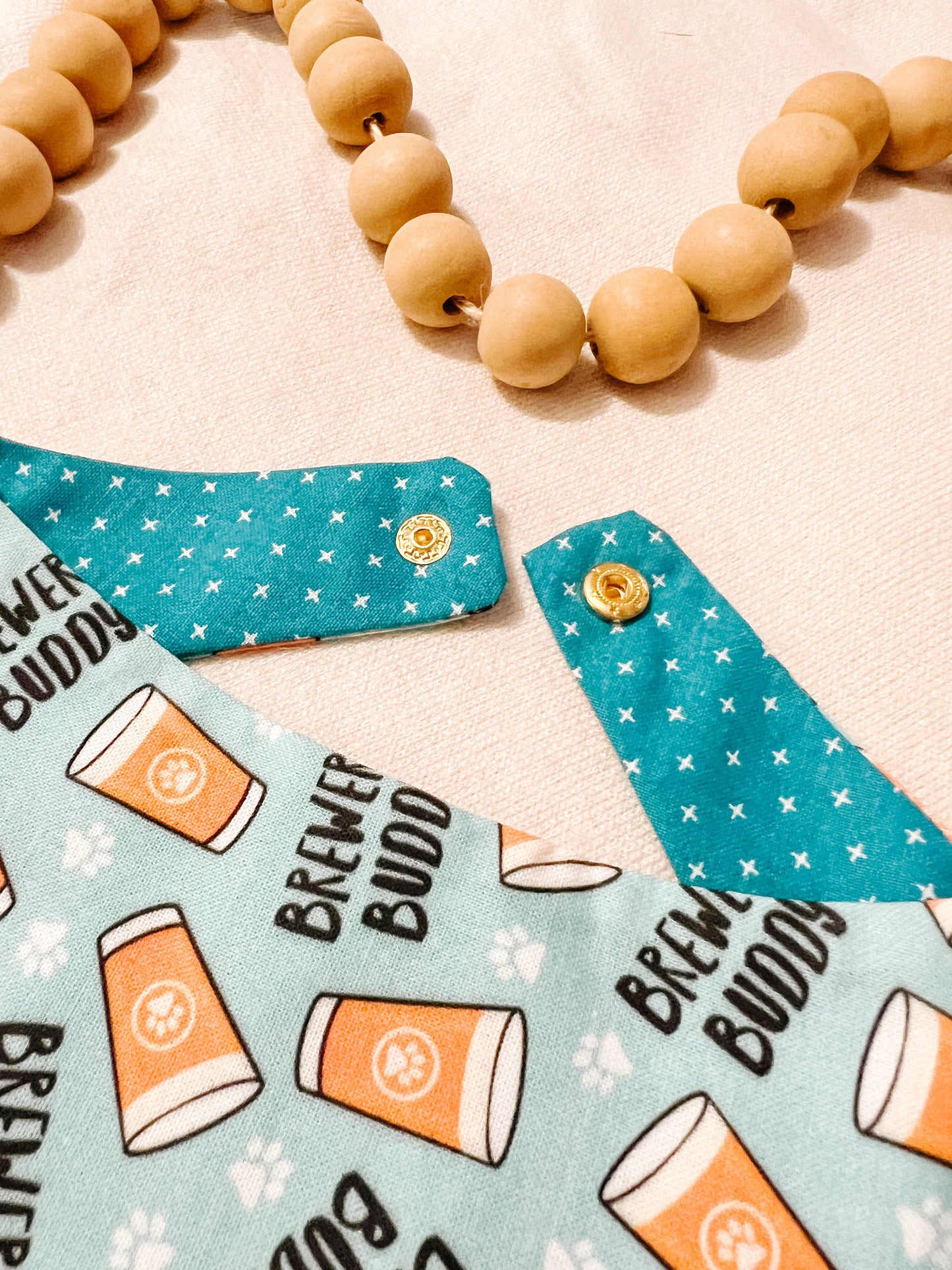 Brewery Buddy Reversible Dog Bandana – Snap-On Curved Neck Pet Scarf L