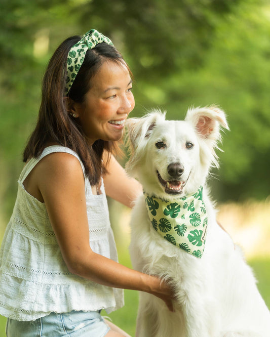 Matching Headband and Bandana - Monstera