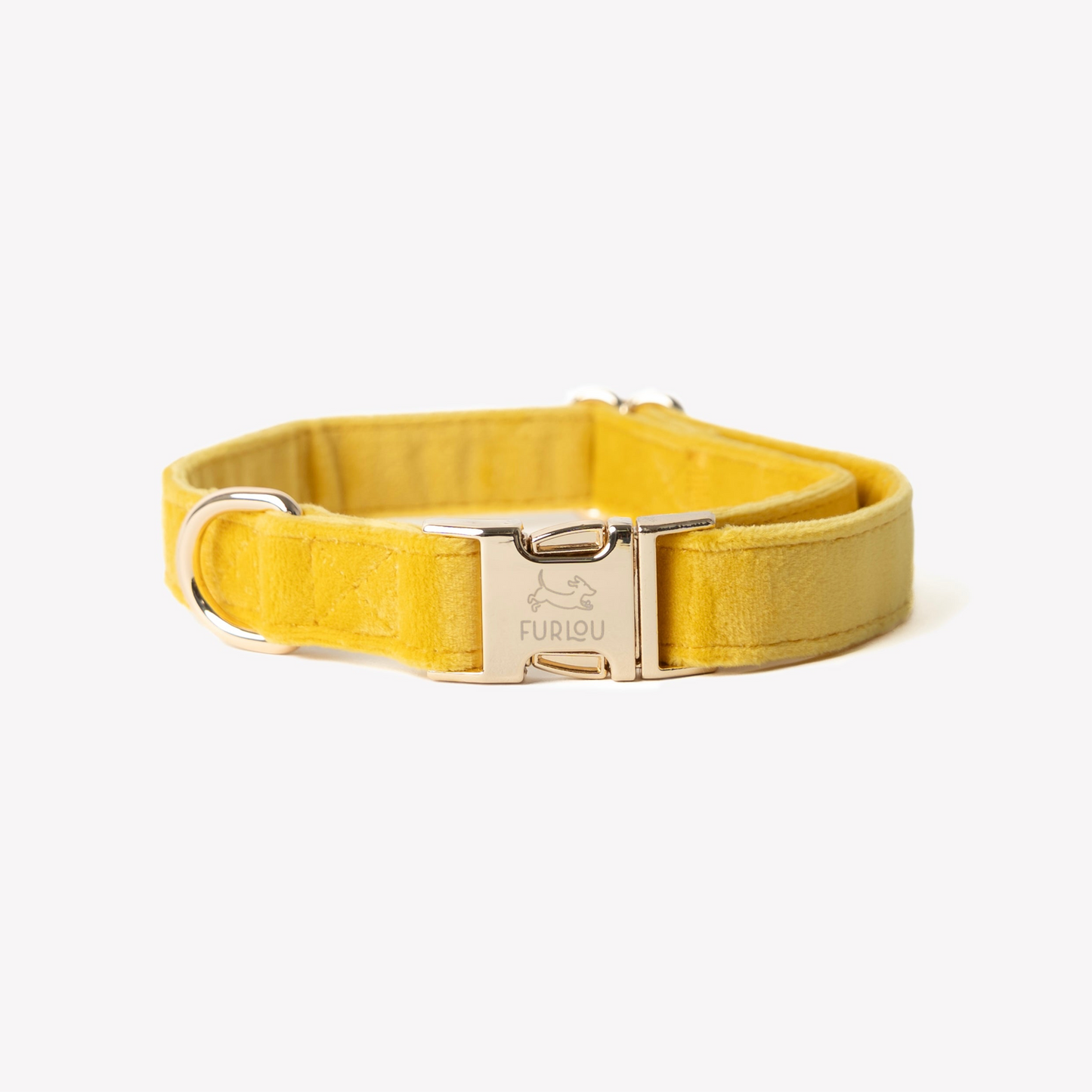 'Yellow' - Velvet Dog Collar: MEDIUM