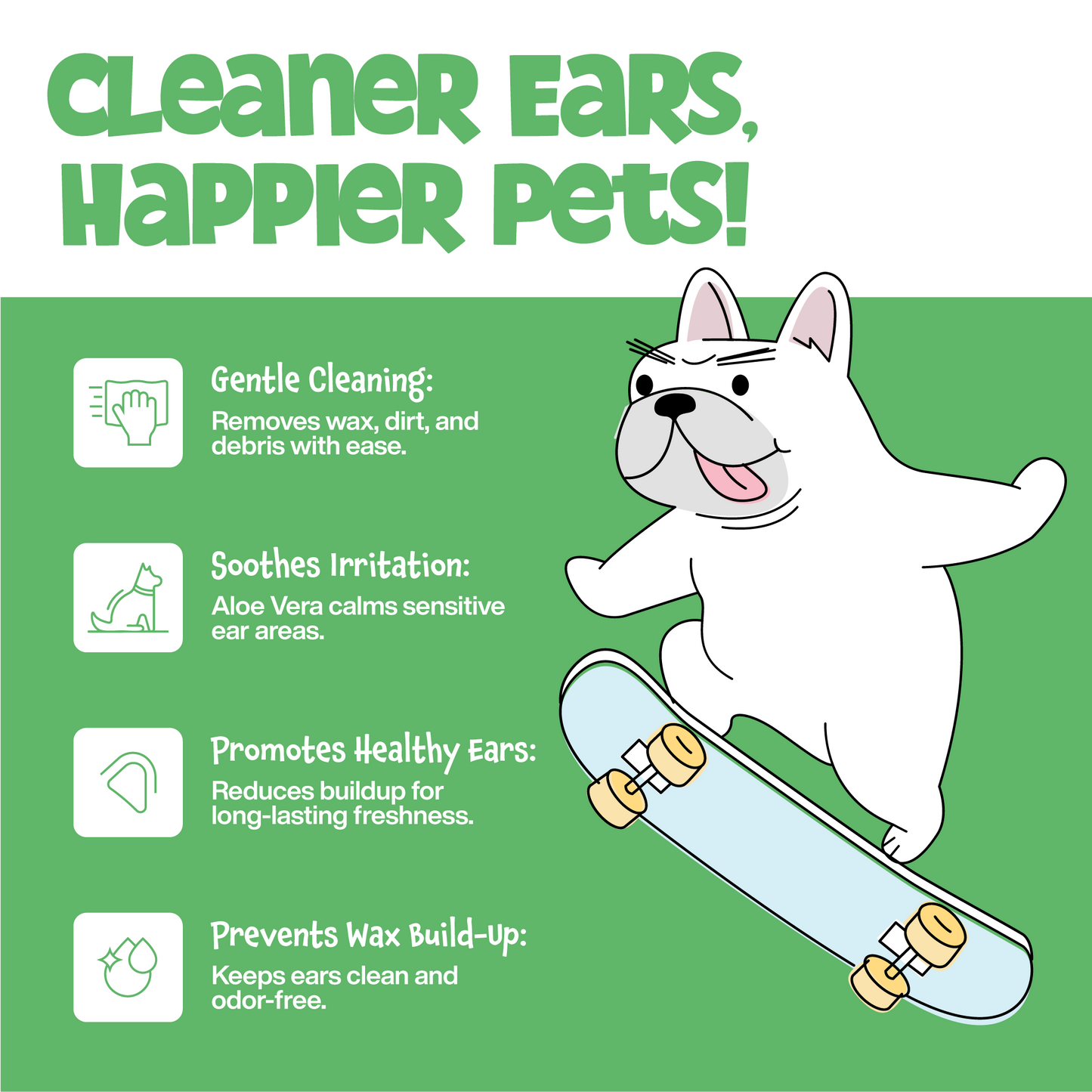 ROOFUS THE DOG Ear Wipes – Gentle, Hypoallergenic Ear Cleaner