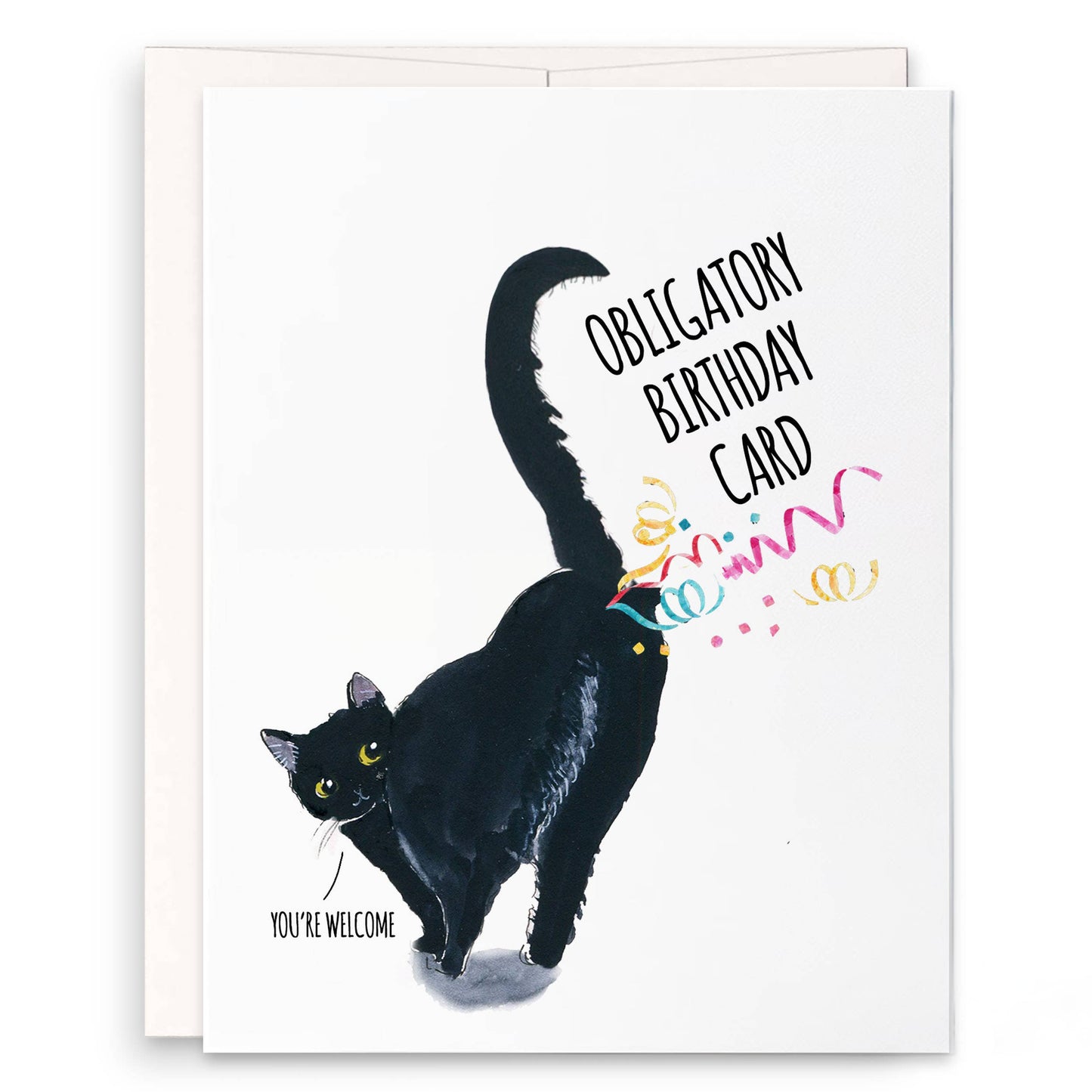 Black Cat Fart Obligatory Birthday Card