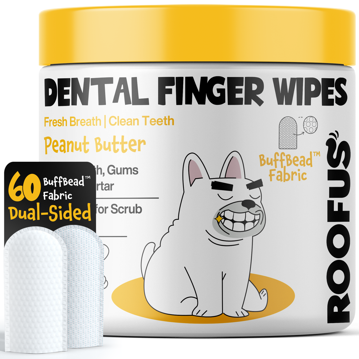 ROOFUS Peanut Butter Dental Wipes – Gentle, Effective Oral Care for Dogs & Cats