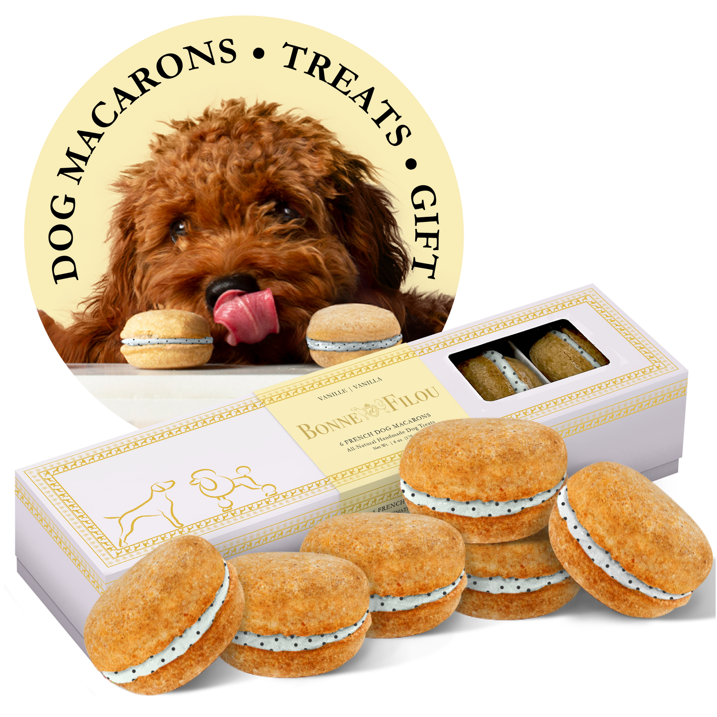 Bonne et Filou Dog Macarons | Birthday Cake