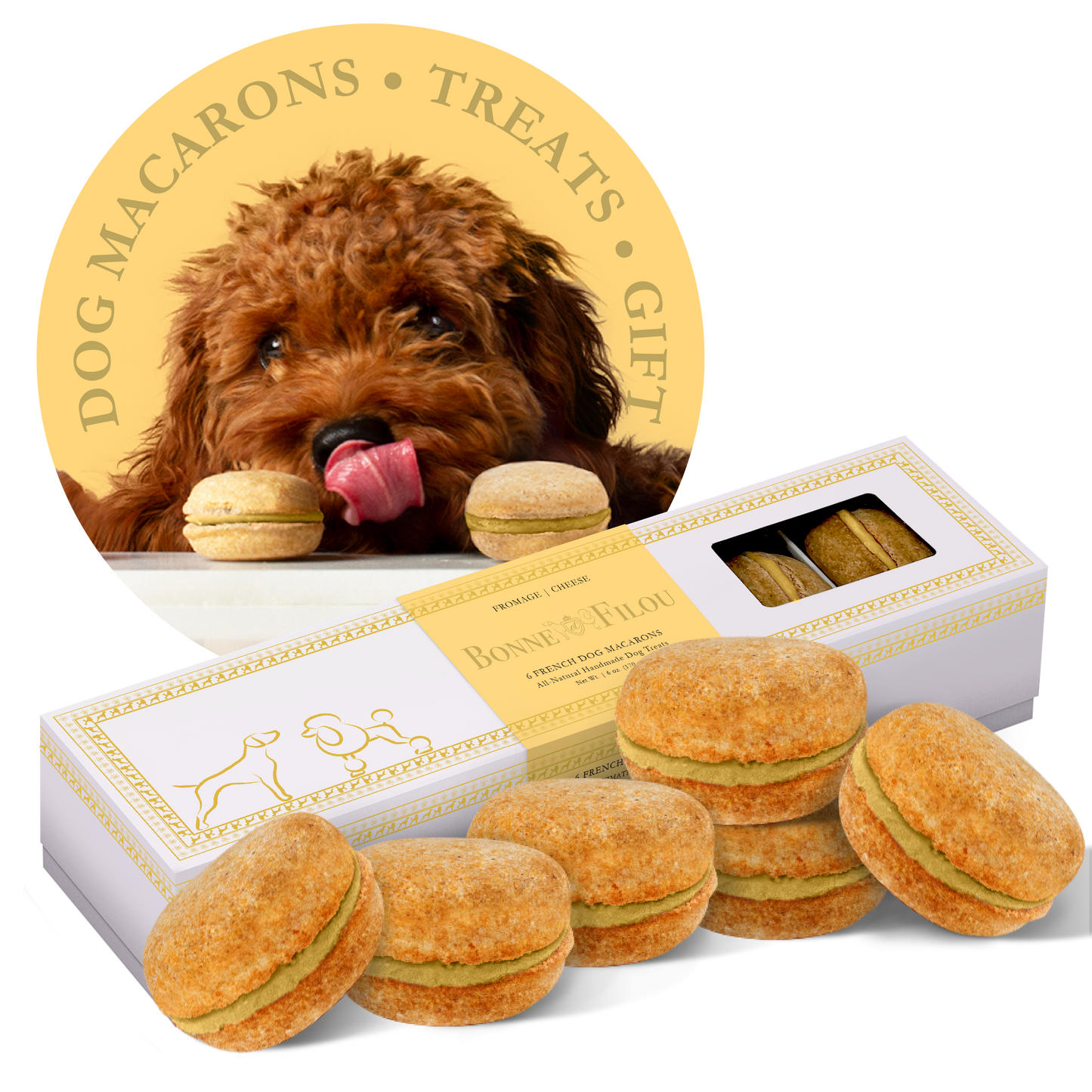 Dog Macarons - 6 Pack: Cheese