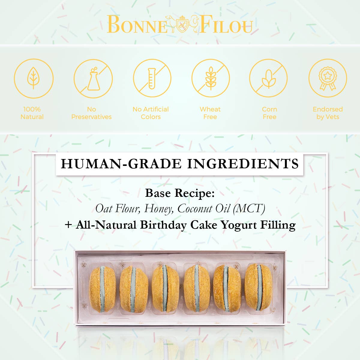 Bonne et Filou Dog Macarons | Vanilla (3 count)