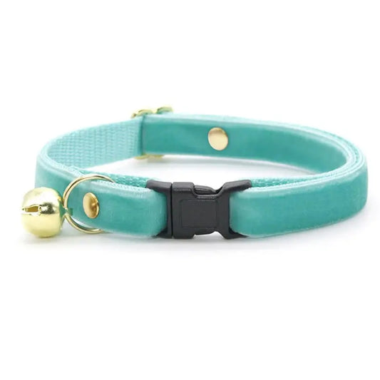 Seafoam Light Turquoise Velvet Cat Collar