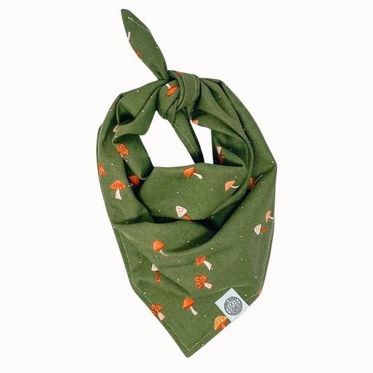 Maggie Dog Bandana | Minimal Mushroom Cottagecore Pet Scarf: Green / S