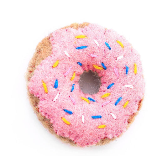 Strawberry Valentine's Day Donut Cat Toy: 3.25" diameter