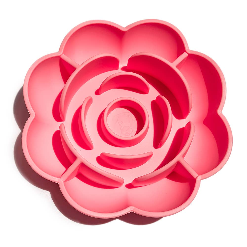 Slow Feeder Bowl with Suction Cup Base Flower | Silicone: Bubblegum Pink