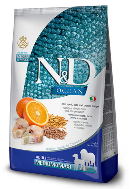 Farmina Ocean Cod, Spelt, Oats, & Orange Adult Medium & Maxi