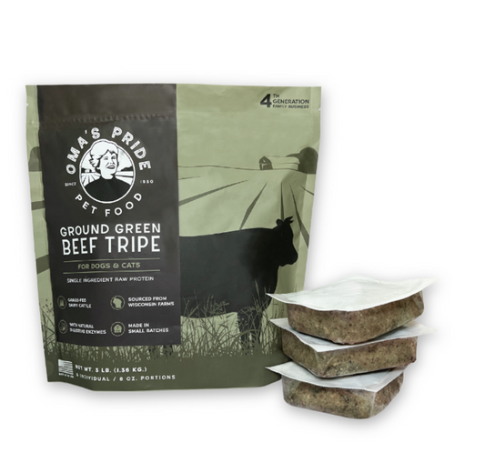 Oma's Pride Ground Green Beef Tripe 3 lb Pre-Portioned Packs