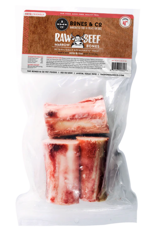 Bones & Co Raw Beef Marrow Bones 4″ Frozen 3/pk