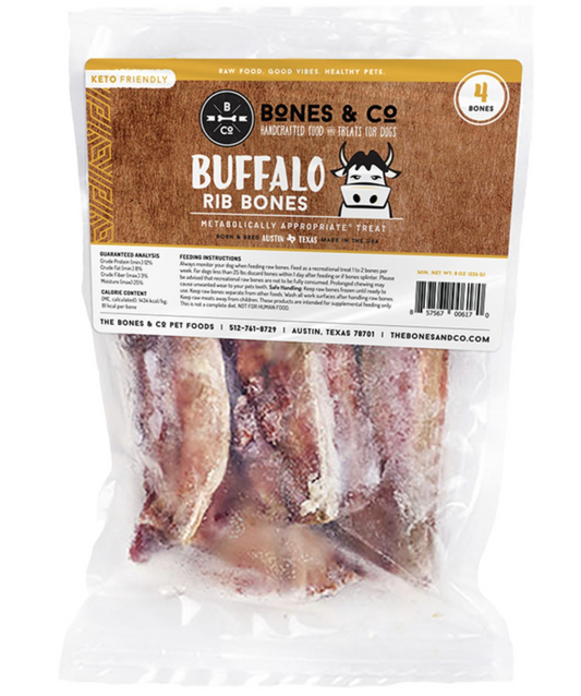 Bones & Co Buffalo Rib Bones 5" 4 Pack