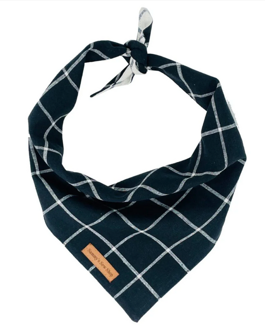 Black Windowpane Dog Bandana