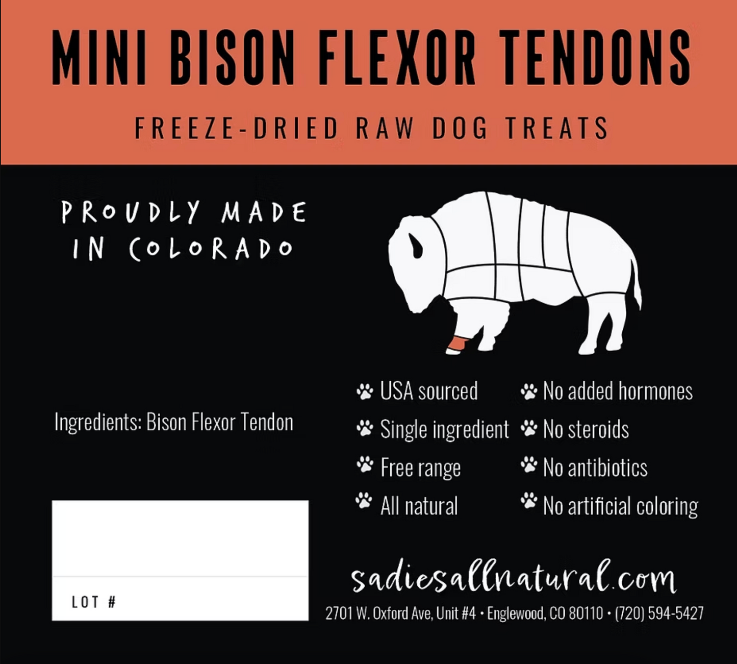 Sadie’s Naturals Mini Bison Flexor Tendons