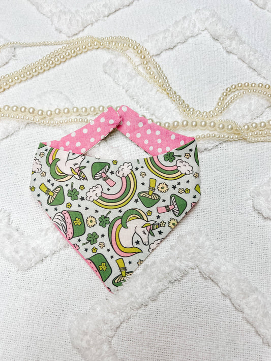 Unicorn Magic Cotton Curved Neck Dog Bandana, Reversible: L