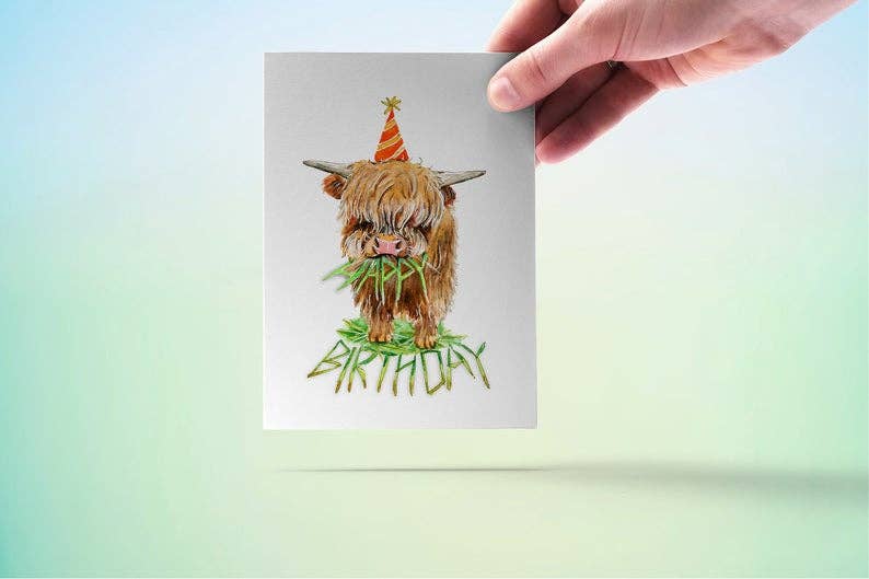 Herbivore Highland Cow “Happy Birthday” Card