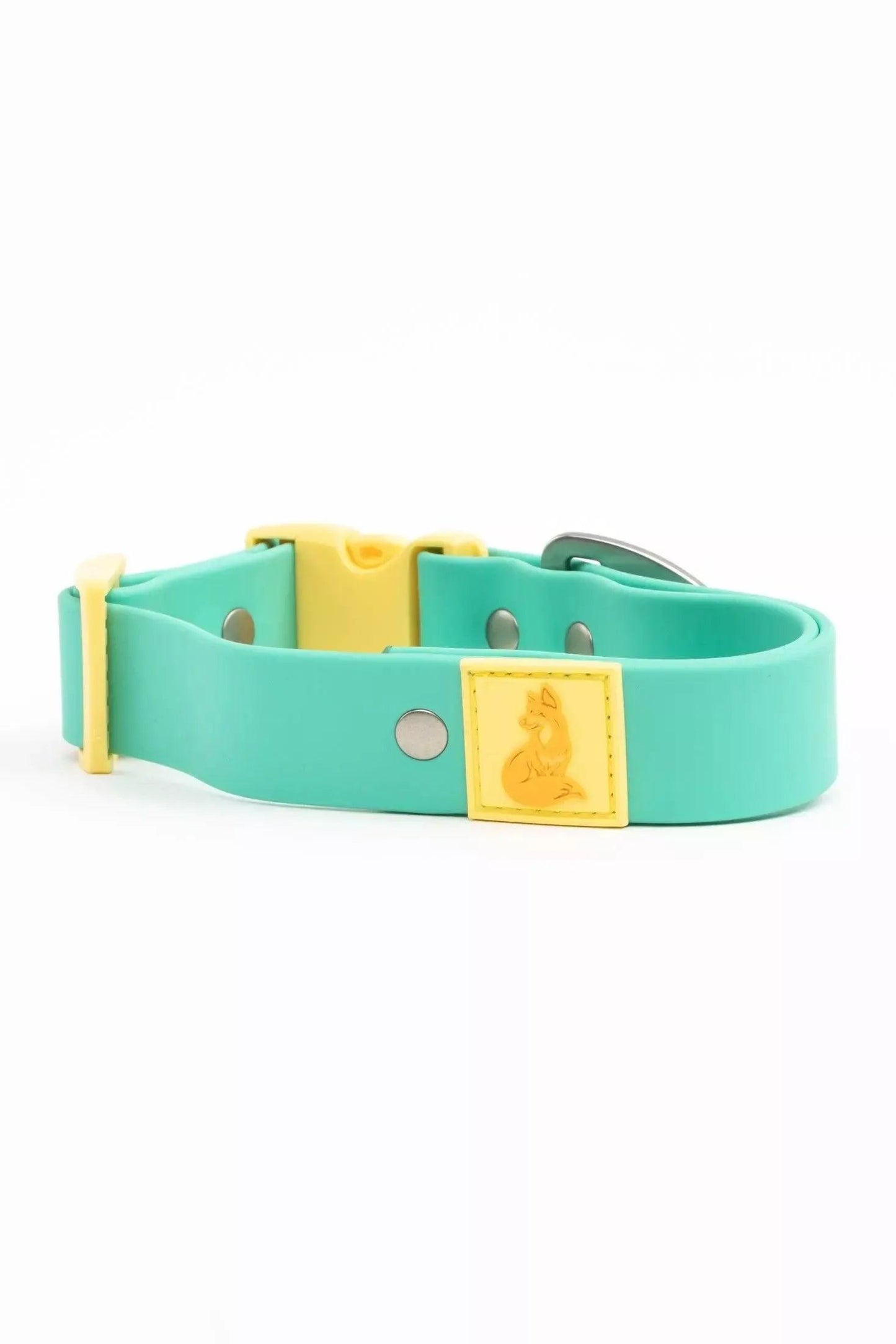 Island Vibes Waterproof Dog Collar: Aqua / Sunshine Yellow / 20 - 26
