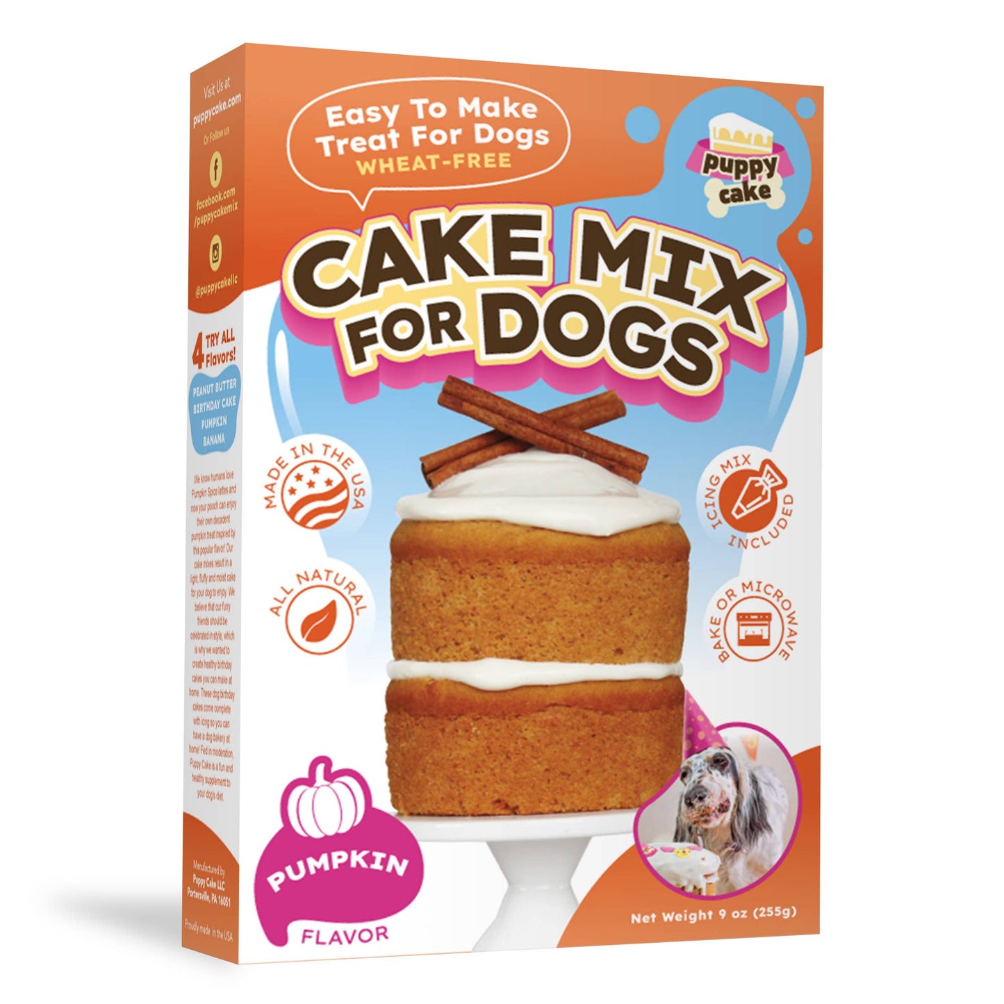 Puppy Cake - Dog Birthday Cake Mixes with Icing: Pumpkin (wheat-free)