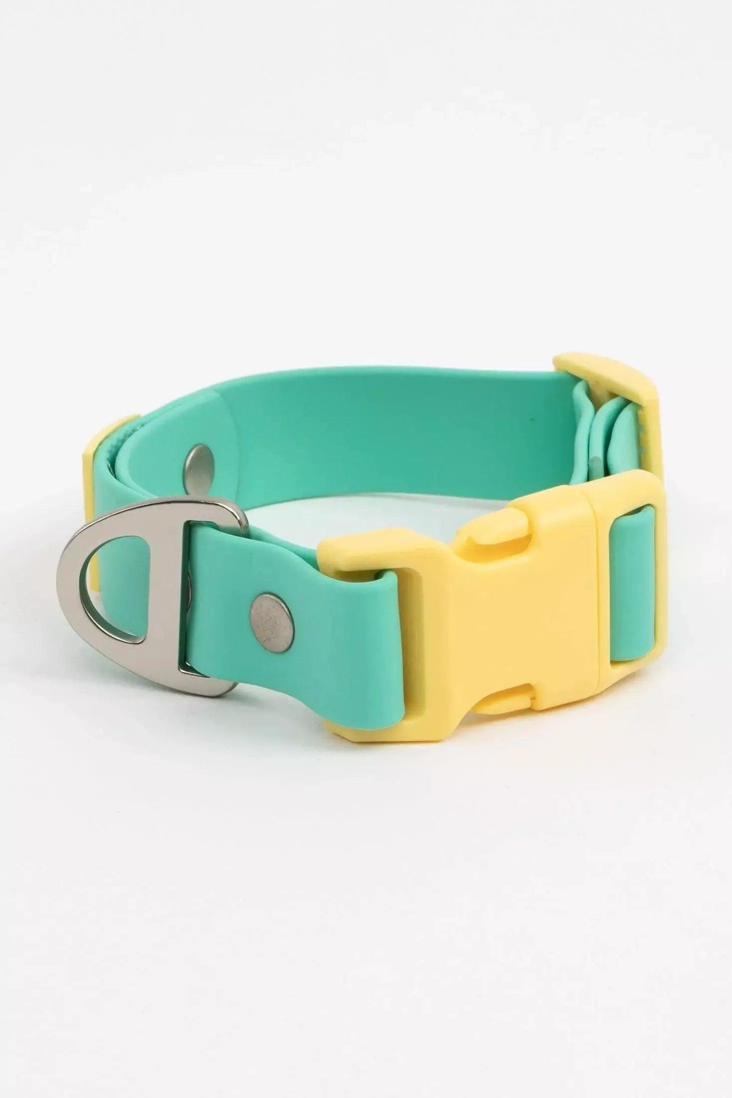 Island Vibes Waterproof Dog Collar: Aqua / Sunshine Yellow / 17 - 20