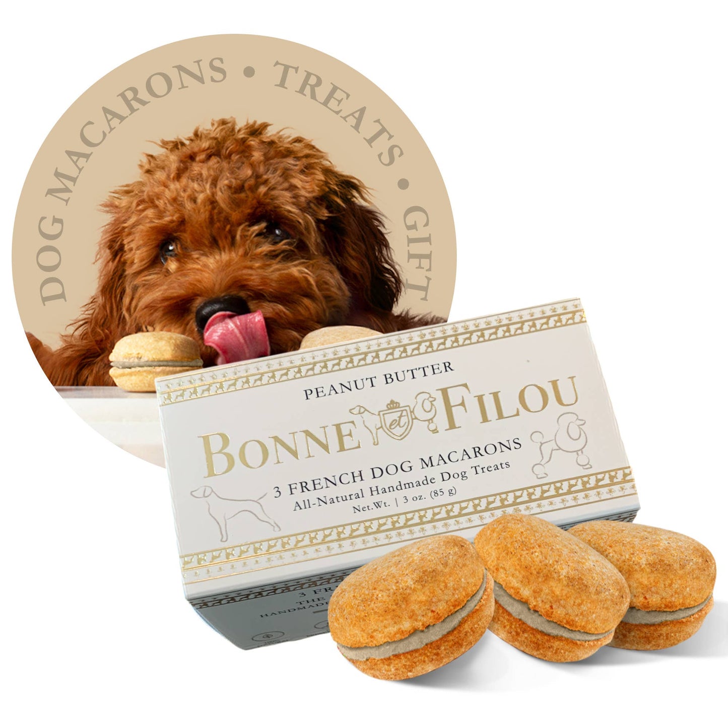 Bonne et Filou Dog Macarons | Strawberry (3 count)