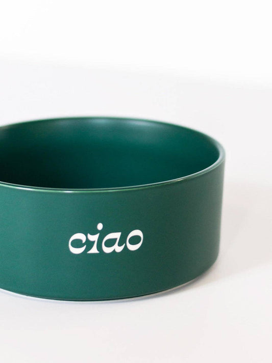 Green Ciao Ceramic Dog Bowl